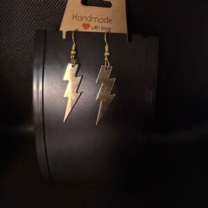 Handmade Gold Lightning Bolt Earrings